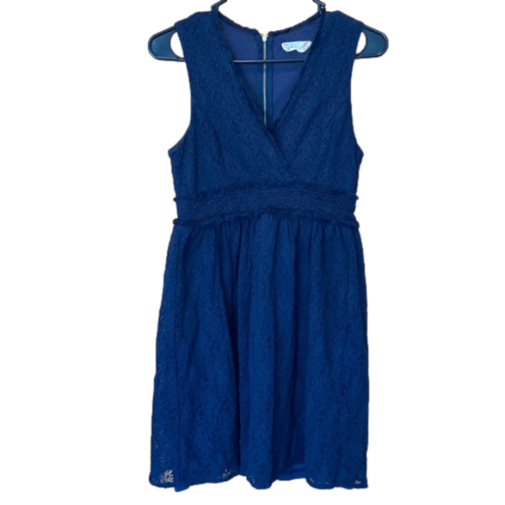 Altar'd State Navy Blue Sleeveless Lace Mini Dress Size Medium